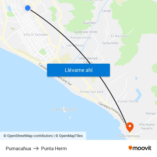 Pumacahua to Punta Herm map