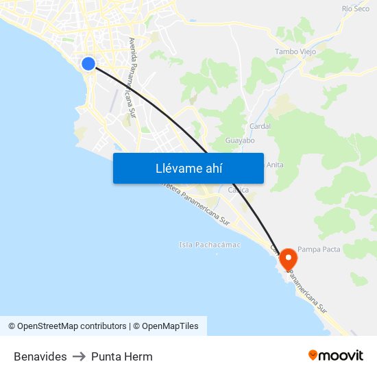 Benavides to Punta Herm map