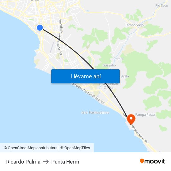 Ricardo Palma to Punta Herm map
