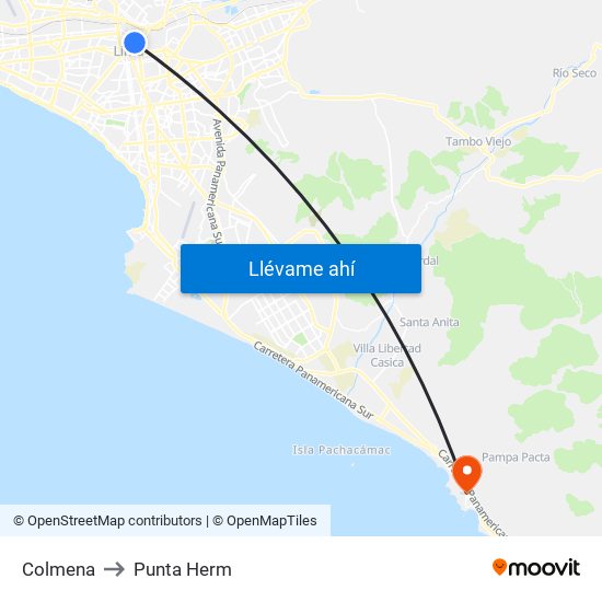 Colmena to Punta Herm map