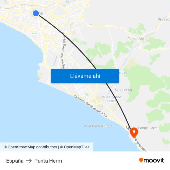 España to Punta Herm map