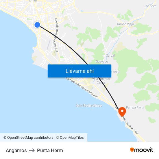 Angamos to Punta Herm map