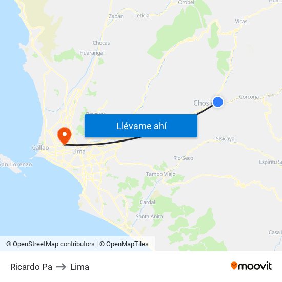 Ricardo Pa to Lima map