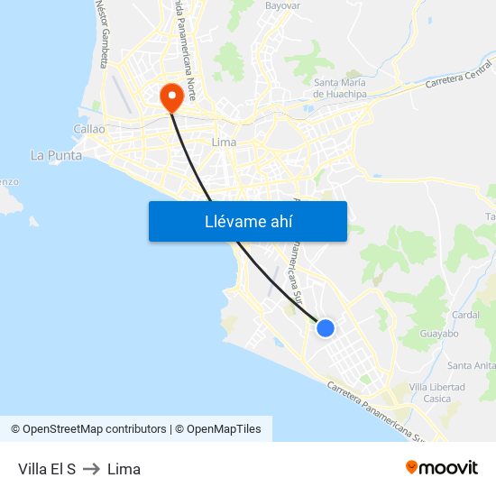 Villa El S to Lima map