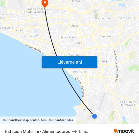 Estación Matellini - Alimentadores to Lima map