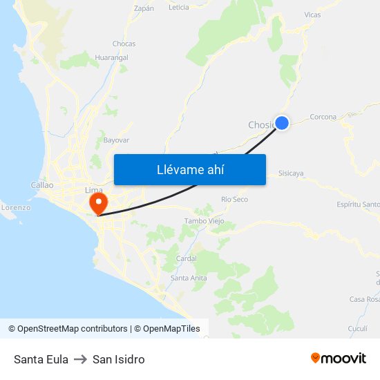Santa Eula to San Isidro map