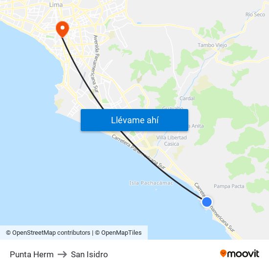 Punta Herm to San Isidro map