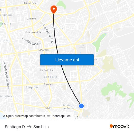 Santiago D to San Luis map