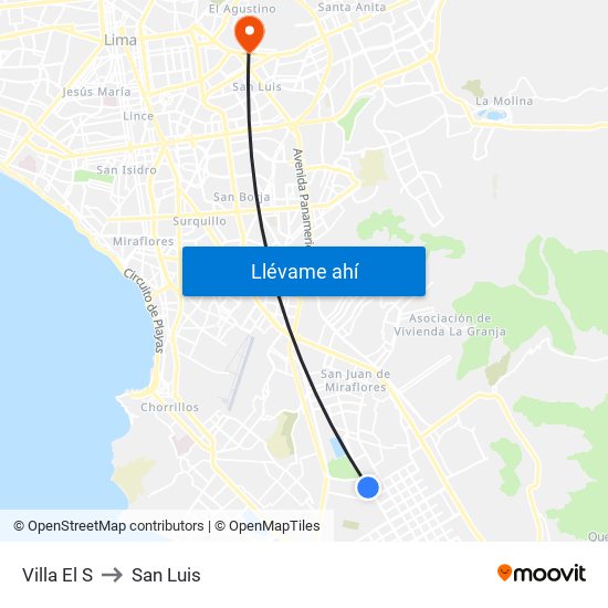 Villa El S to San Luis map