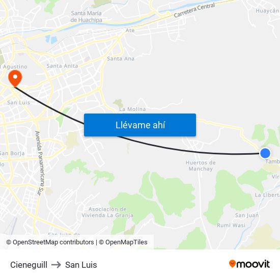 Cieneguill to San Luis map