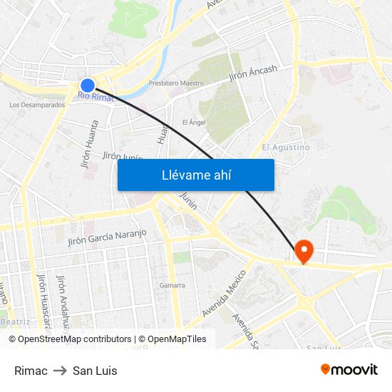 Rimac to San Luis map