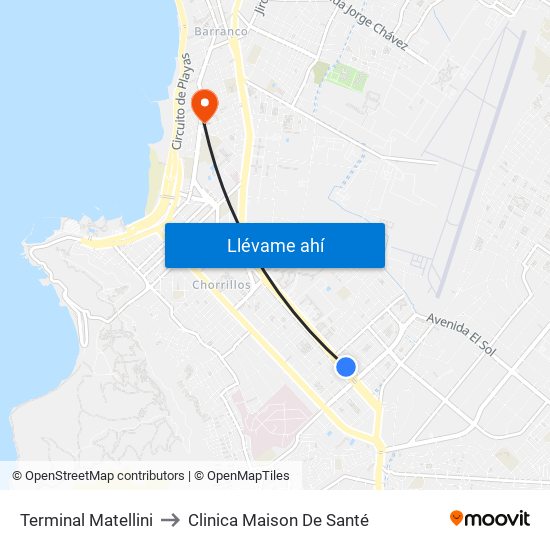 Terminal Matellini to Clinica Maison De Santé map