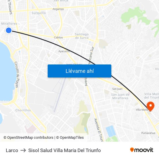 Larco to Sisol Salud Villa María Del Triunfo map