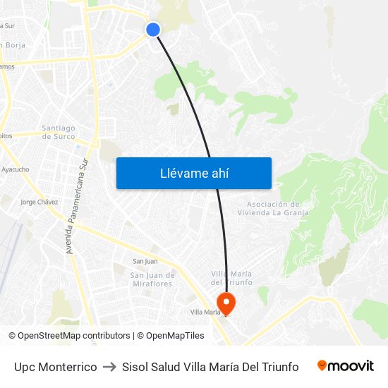 Upc Monterrico to Sisol Salud Villa María Del Triunfo map