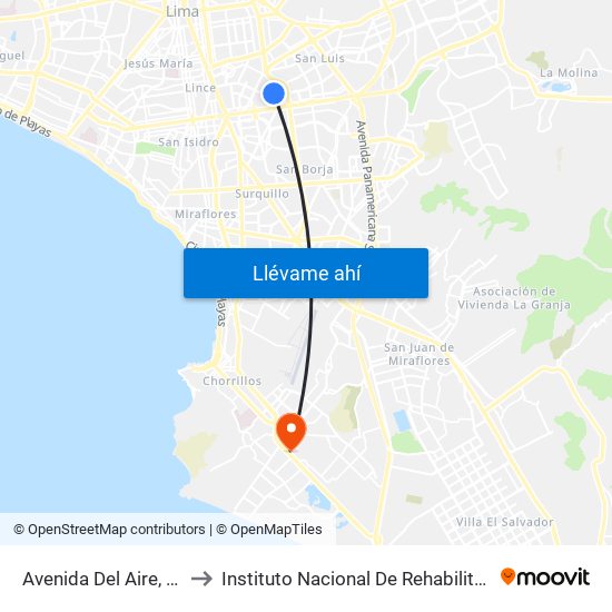 Avenida Del Aire, 601 to Instituto Nacional De Rehabilitación map