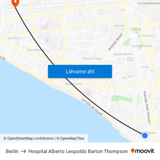 Berlín to Hospital Alberto Leopoldo Barton Thompson map