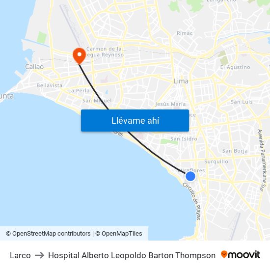 Larco to Hospital Alberto Leopoldo Barton Thompson map