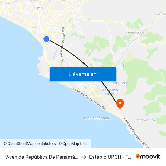 Avenida República De Panamá, 6190 to Establo UPCH - FAVEZ map