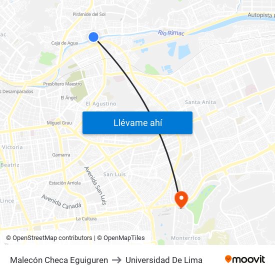 Malecón Checa Eguiguren to Universidad De Lima map