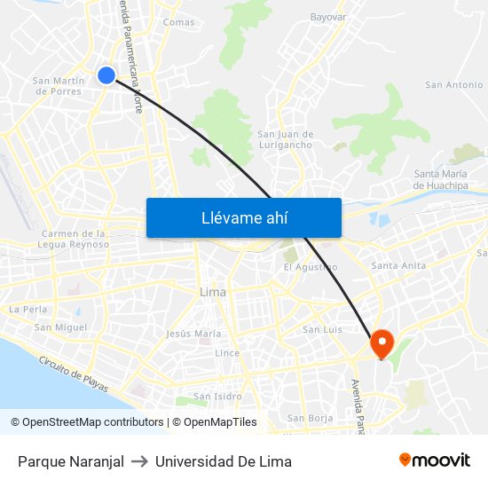 Parque Naranjal to Universidad De Lima map