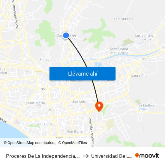 Proceres De La Independencia, 2041 to Universidad De Lima map