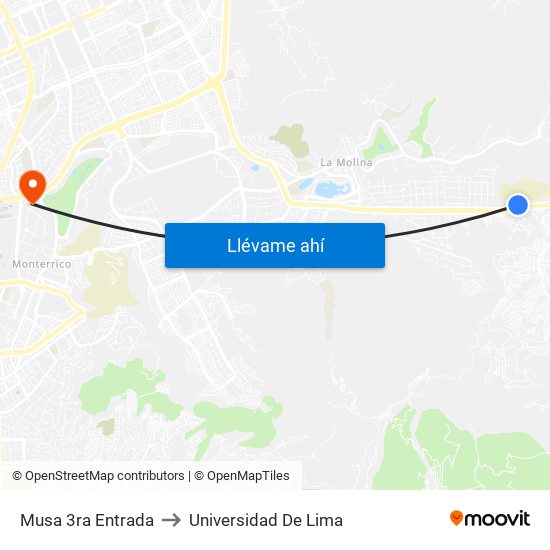 Musa 3ra Entrada to Universidad De Lima map