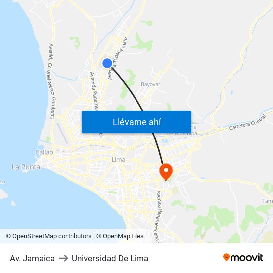 Av. Jamaica to Universidad De Lima map