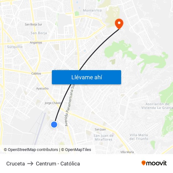 Cruceta to Centrum - Católica map