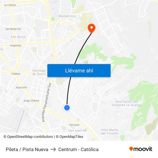 Pileta / Pista Nueva to Centrum - Católica map