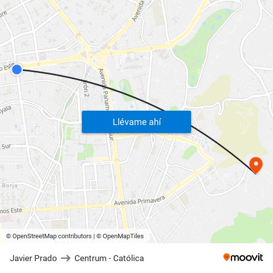 Javier Prado to Centrum - Católica map