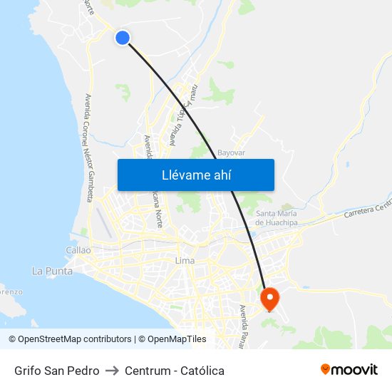 Grifo San Pedro to Centrum - Católica map