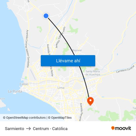 Sarmiento to Centrum - Católica map