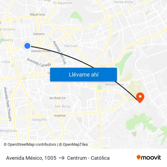 Avenida México, 1005 to Centrum - Católica map