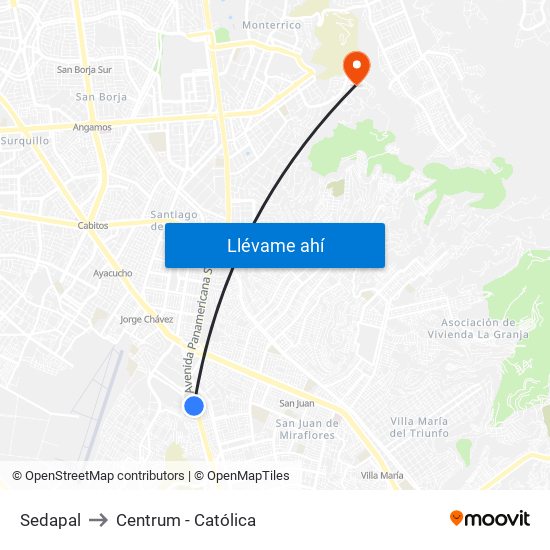 Sedapal to Centrum - Católica map
