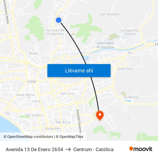 Avenida 13 De Enero 2654 to Centrum - Católica map
