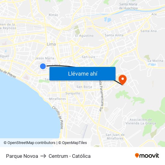 Parque Novoa to Centrum - Católica map