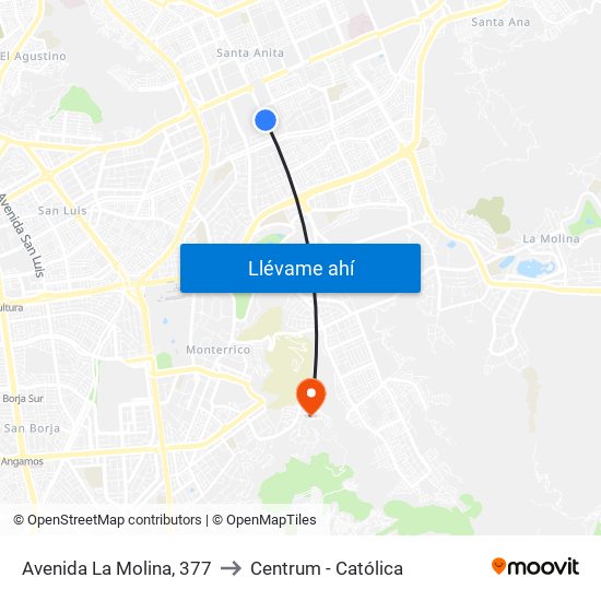 Avenida La Molina, 377 to Centrum - Católica map