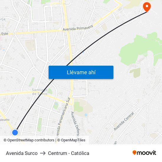 Avenida Surco to Centrum - Católica map