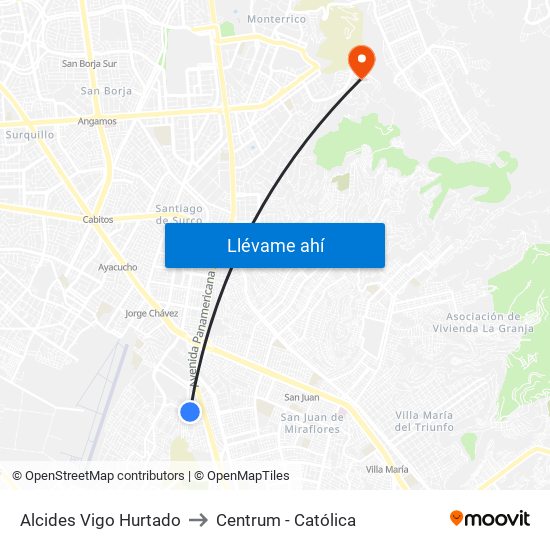 Alcides Vigo Hurtado to Centrum - Católica map