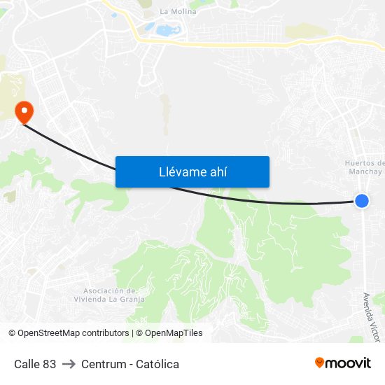 Calle 83 to Centrum - Católica map