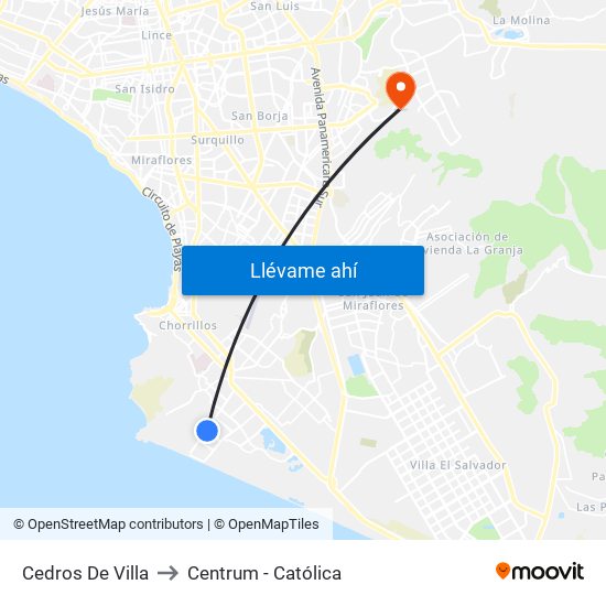 Cedros De Villa‎ to Centrum - Católica map