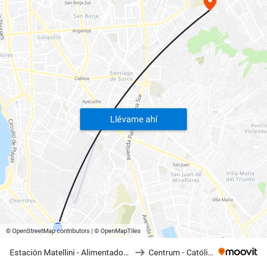 Estación Matellini - Alimentadores to Centrum - Católica map