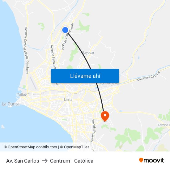Av. San Carlos to Centrum - Católica map