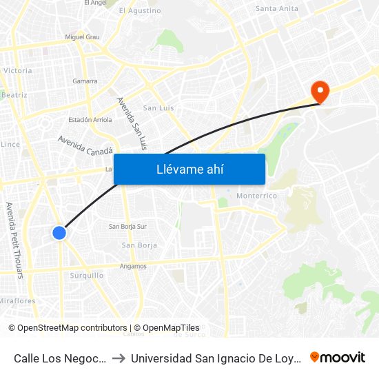Calle Los Negocios, 499 to Universidad San Ignacio De Loyola Campus 1 map