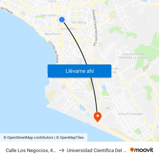 Calle Los Negocios, 499 to Universidad Científica Del Sur map
