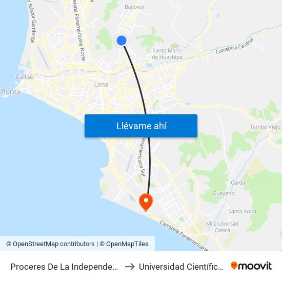 Proceres De La Independencia, 2041 to Universidad Científica Del Sur map