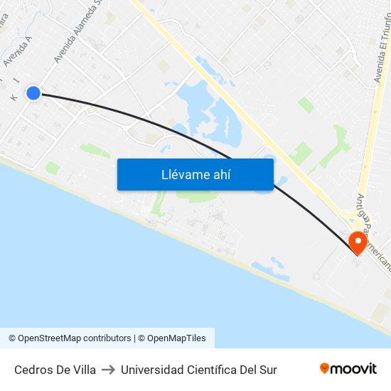 Cedros De Villa to Universidad Científica Del Sur map