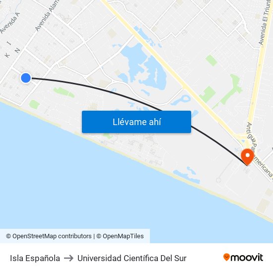 Isla Española to Universidad Científica Del Sur map