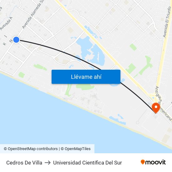Cedros De Villa‎ to Universidad Científica Del Sur map