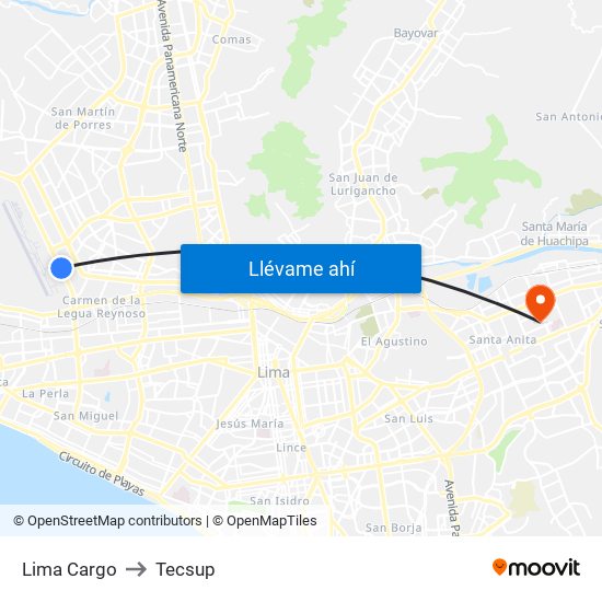 Lima Cargo to Tecsup map